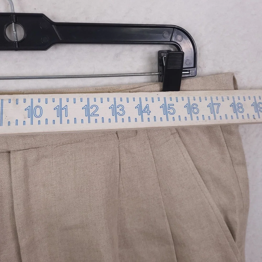 Ermenegildo Zegna Linen Trousers Mens 50 Beige Pleated Cuffed Italian Luxury